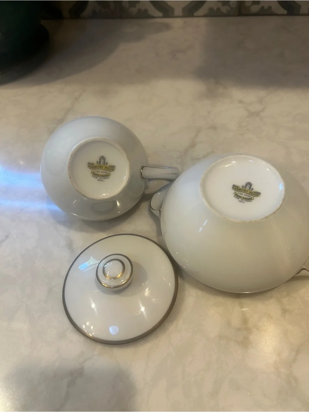 Vintage 1940s Cream and Sugar Set Moderne by Harmony House Made in Japan - EUC